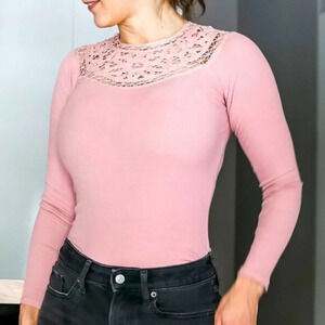 Jessica Simpson crochet inset long sleeve